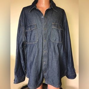 Deluth Trading Heavy Warm Blue Denim Fleece Lined Snap Button Front Shirt Jacket